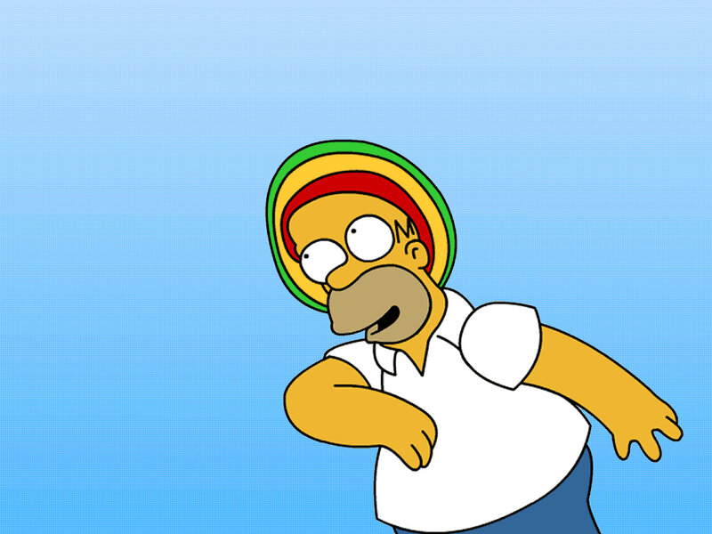 Homer Simpson in a Rasta hat