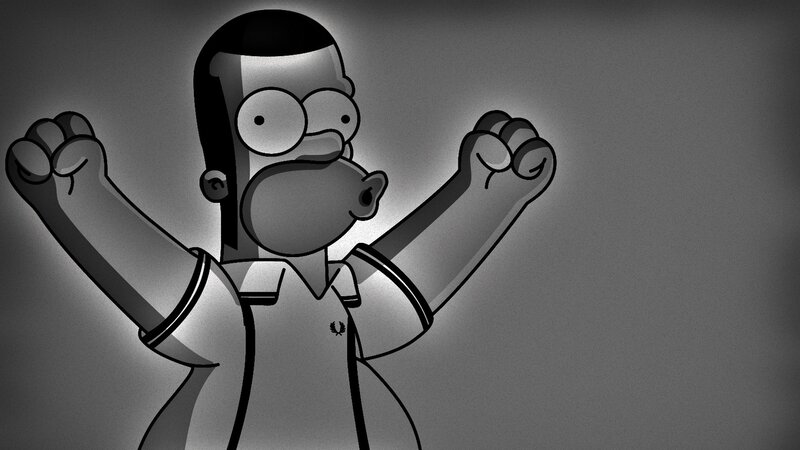 Homer Simpson in black and white