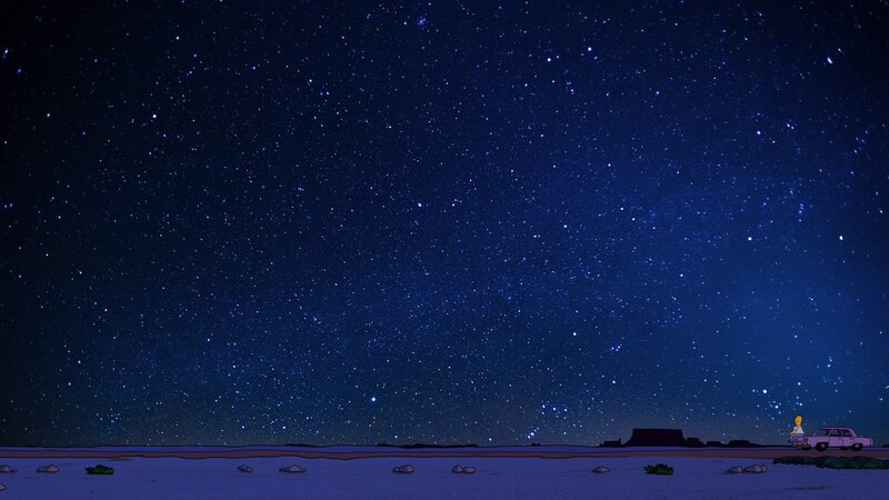 Homer Simpson in Car — Blue, Serene
