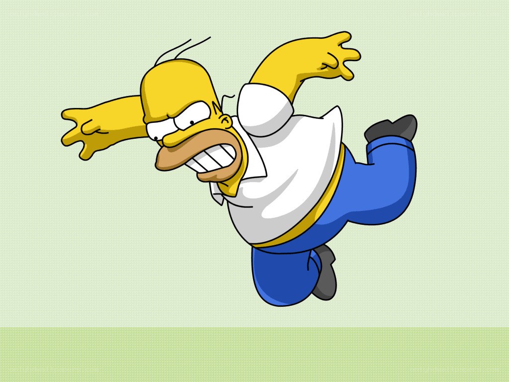 Homer Simpson in mid-air