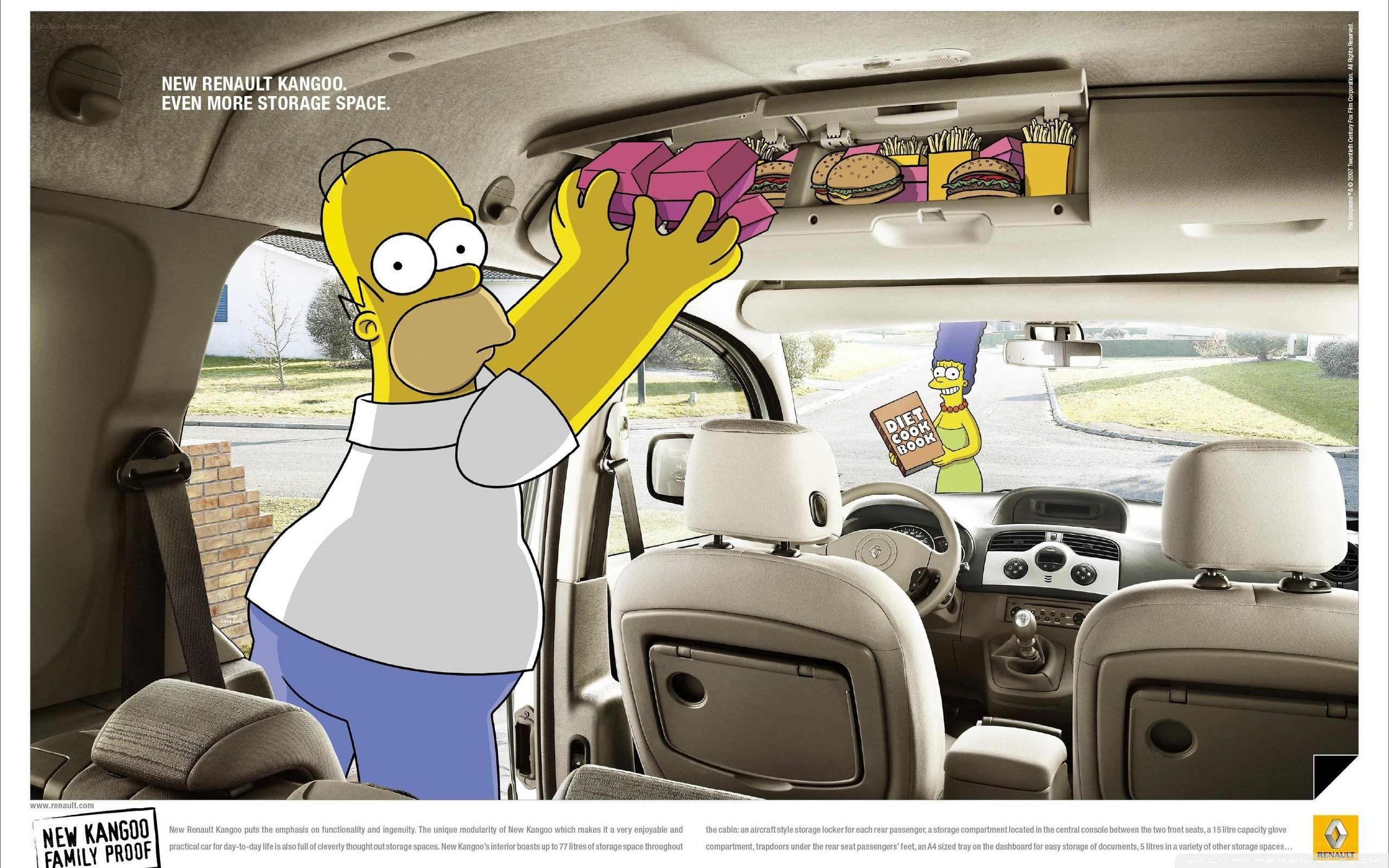 Homer Simpson in Renault Kangoo