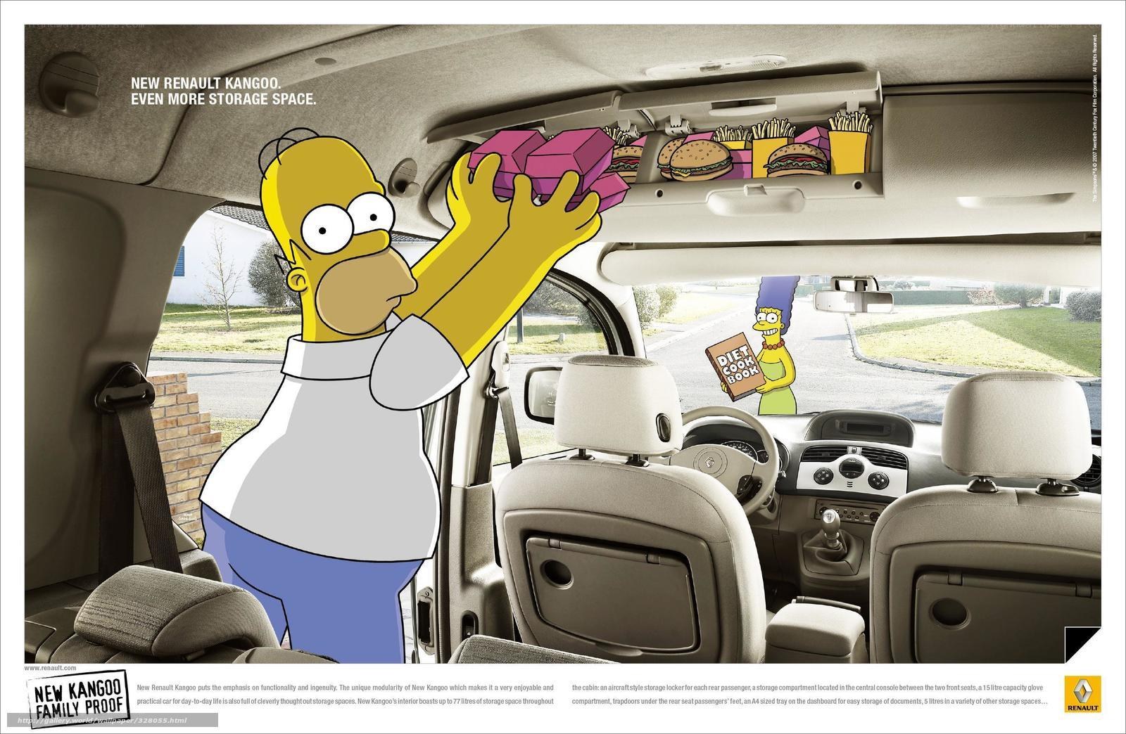 Homer Simpson in Renault Kangoo