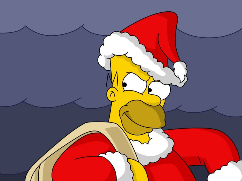 Homer Simpson in Santa Outfit