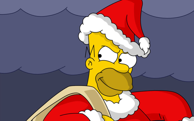 Homer Simpson in Santa Outfit — Yellow