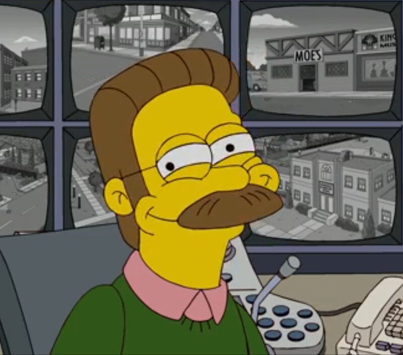 Homer Simpson in security room
