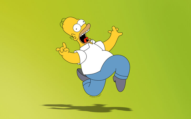 Homer Simpson Jumping — Green, Energetic, Anime