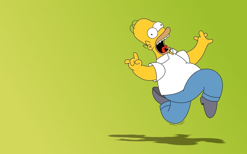 Homer Simpson Jumping — Green, Energetic