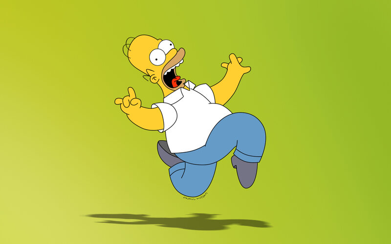 Homer Simpson Jumping — Green, Playful, Cartoon
