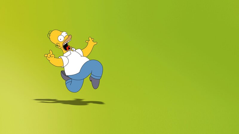 Homer Simpson Jumping — Green, Playful