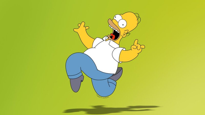 Homer Simpson Jumping — Yellow, Energetic