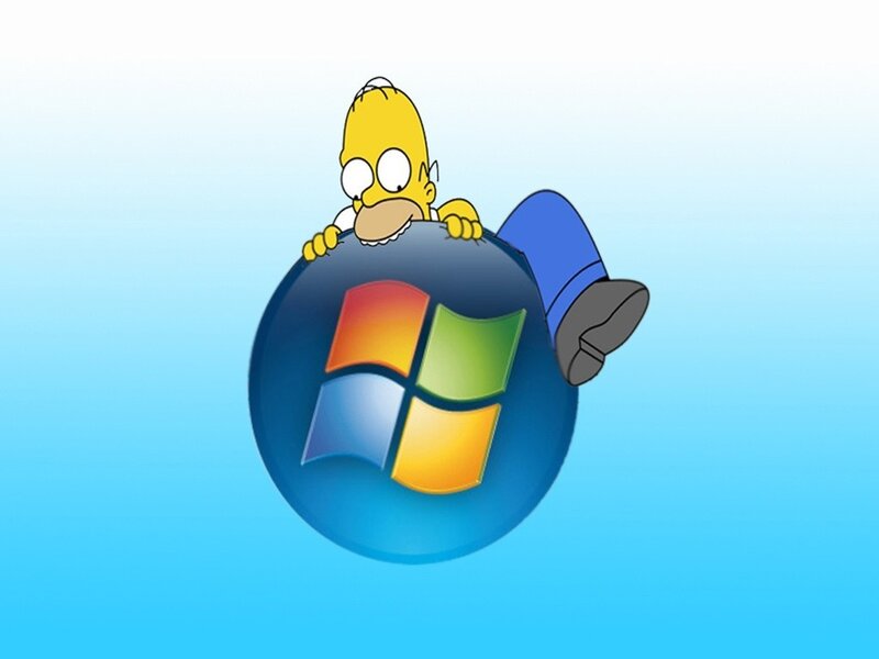 Homer Simpson on Windows logo