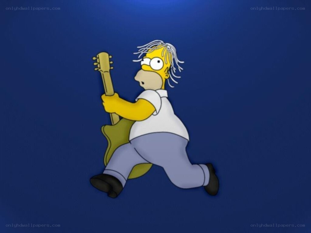 Homer Simpson playing guitar