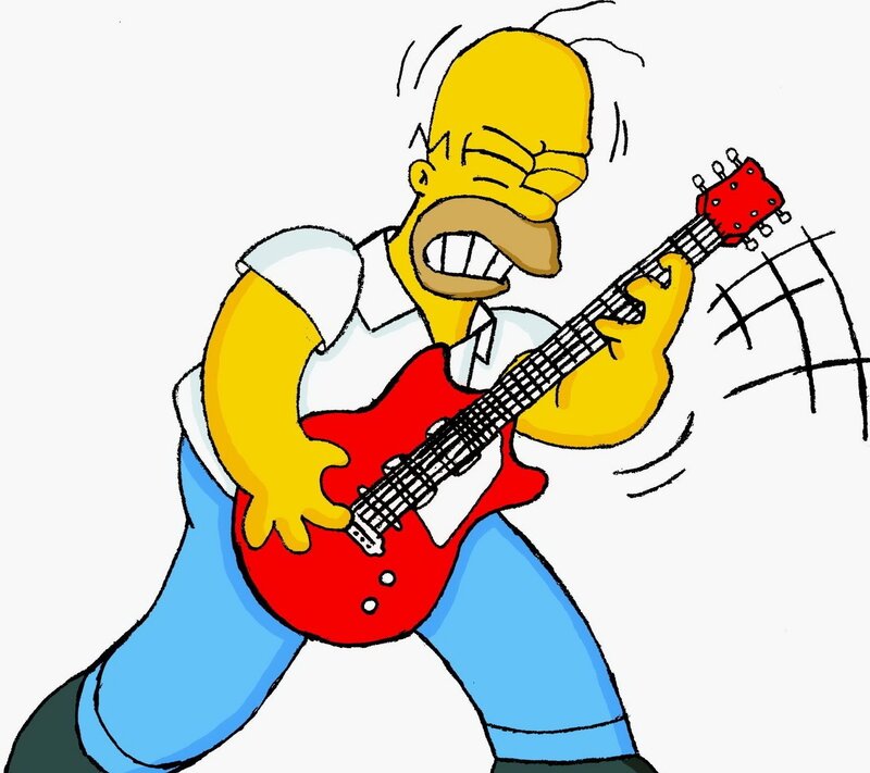 Homer Simpson playing guitar