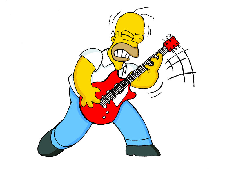 Homer Simpson playing guitar