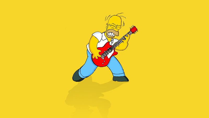 Homer Simpson Playing Guitar — Yellow