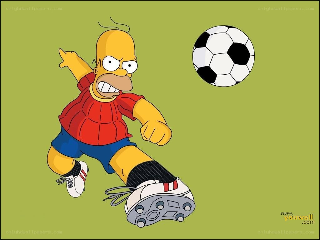 Homer Simpson playing soccer