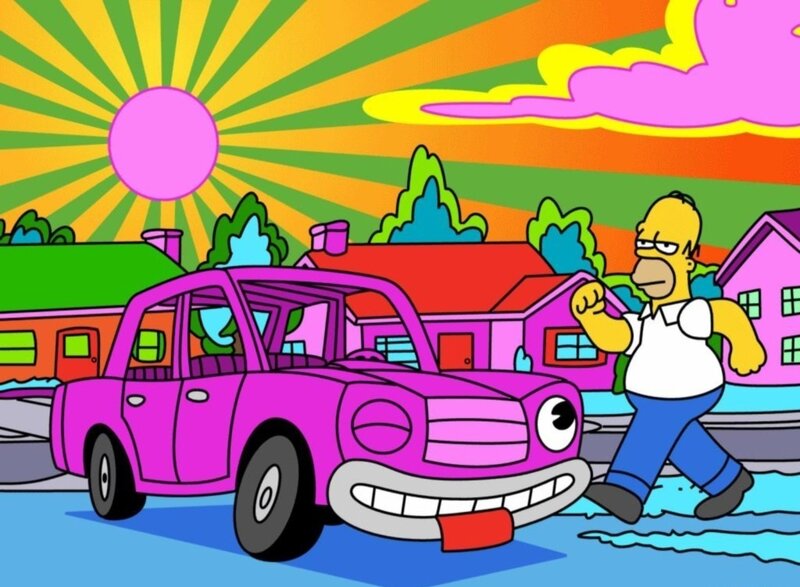 Homer Simpson Walking — Pink, Psychedelic