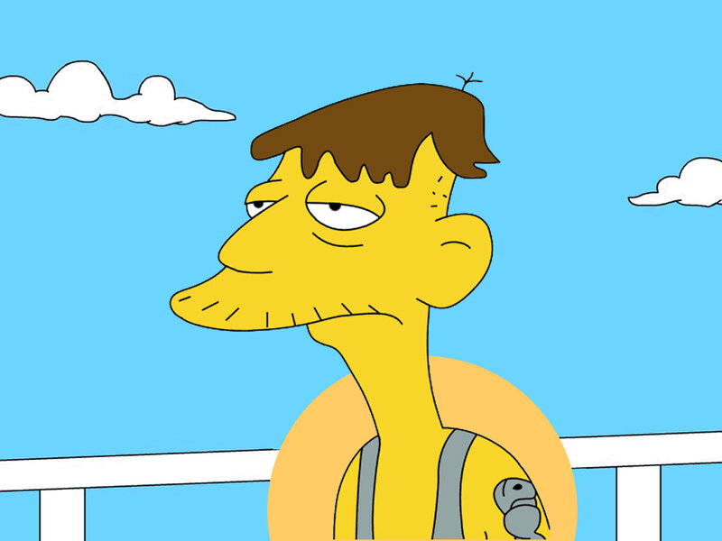Homer Simpson with a turtle