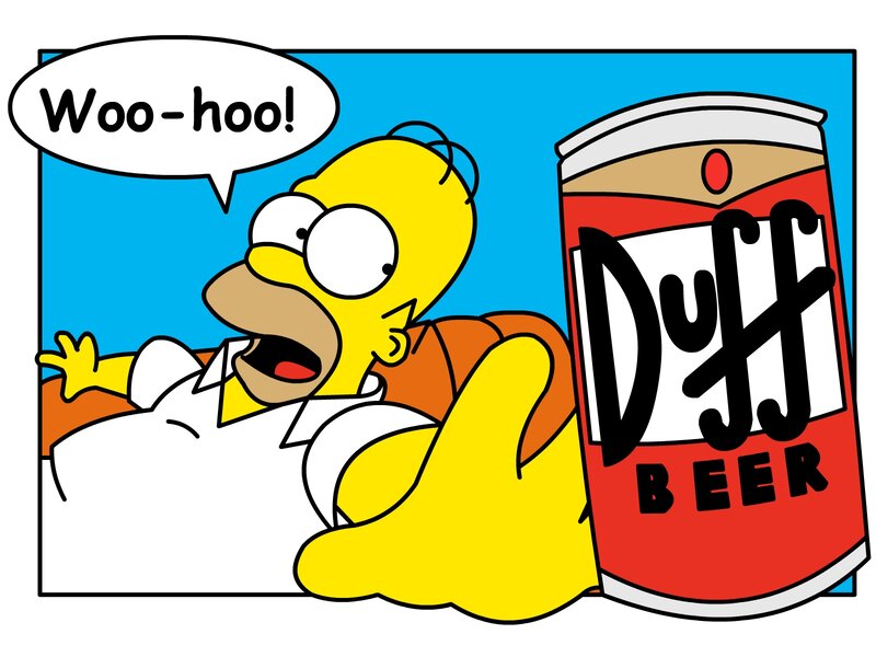 Homer Simpson with Beer — Yellow, Cheerful