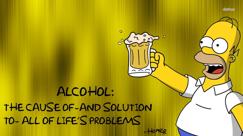 Homer Simpson with Beer — Yellow, Humorous
