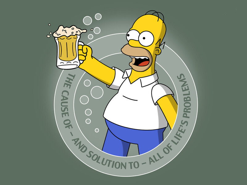 Homer Simpson with Beer — Yellow