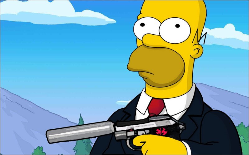 Homer Simpson with gun