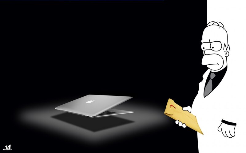 Homer Simpson with laptop