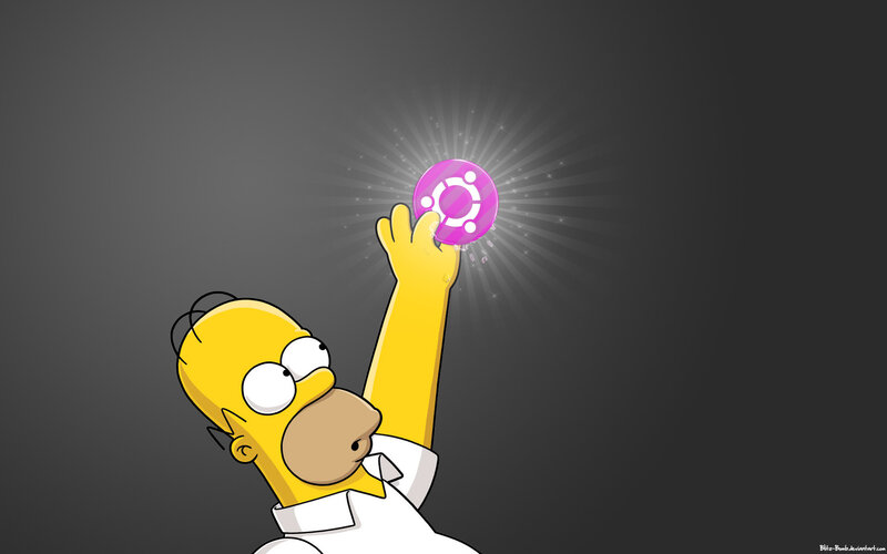 Homer Simpson with Ubuntu logo