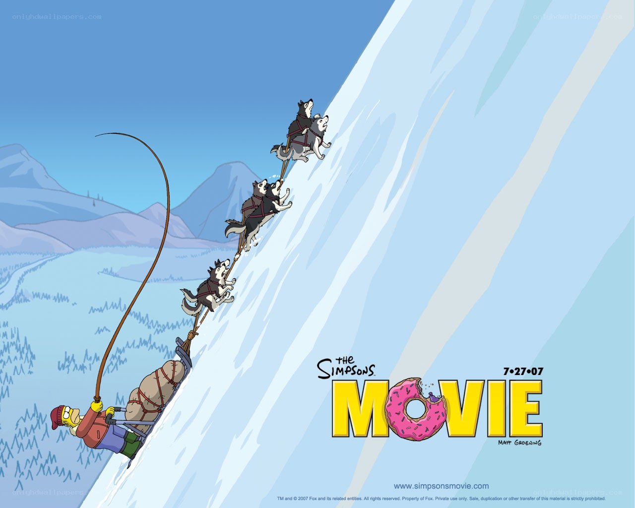 Homer sleds down snowy slope