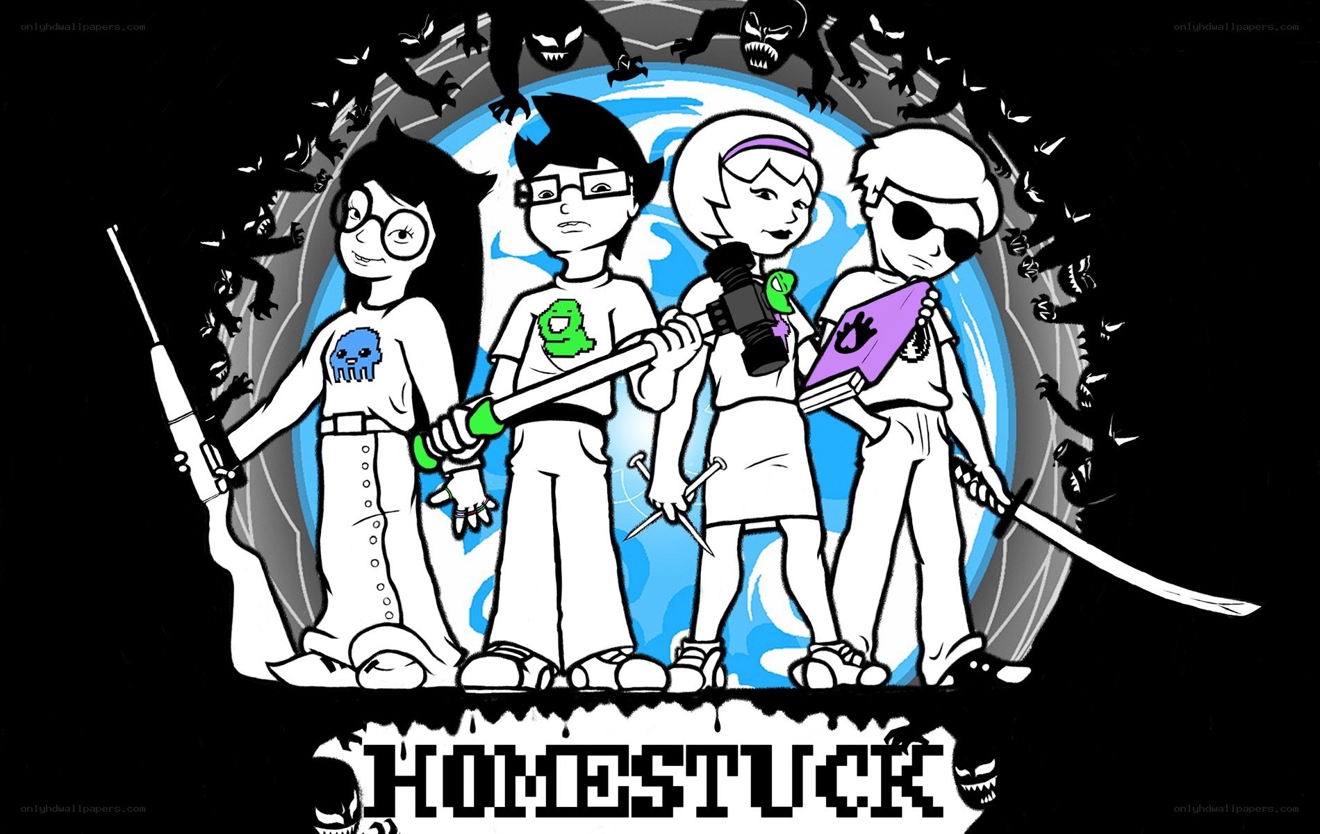 Homestuck characters with weapons