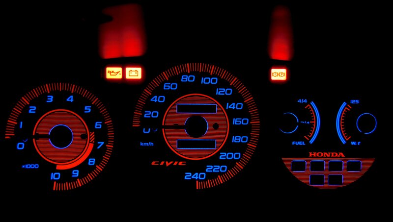 Honda Civic dashboard at night