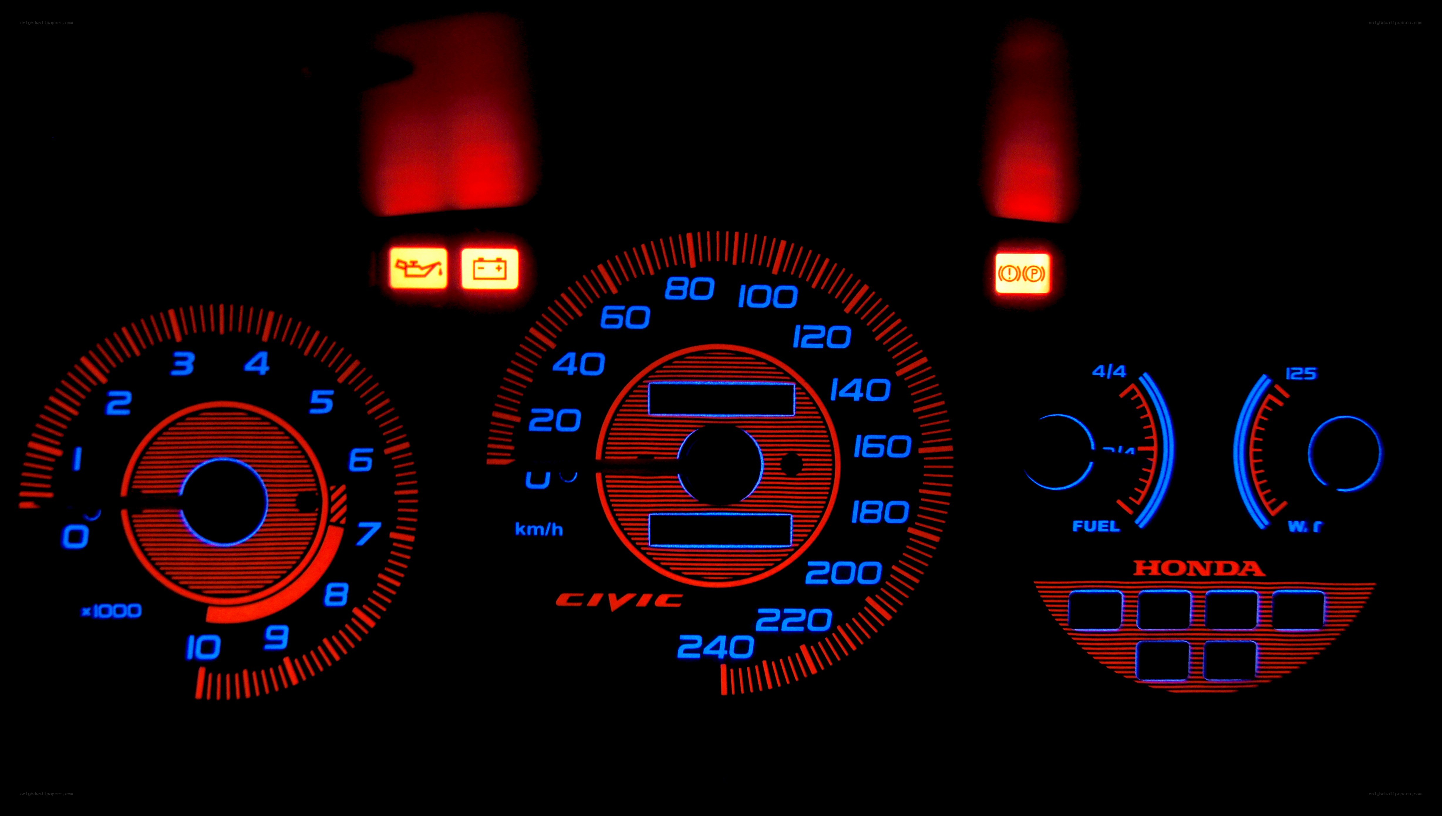 Honda Civic dashboard at night
