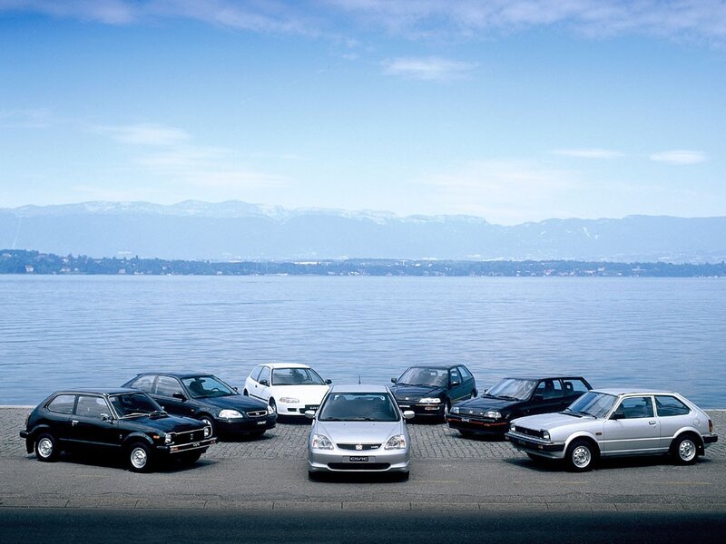 Honda Civic generations by lake