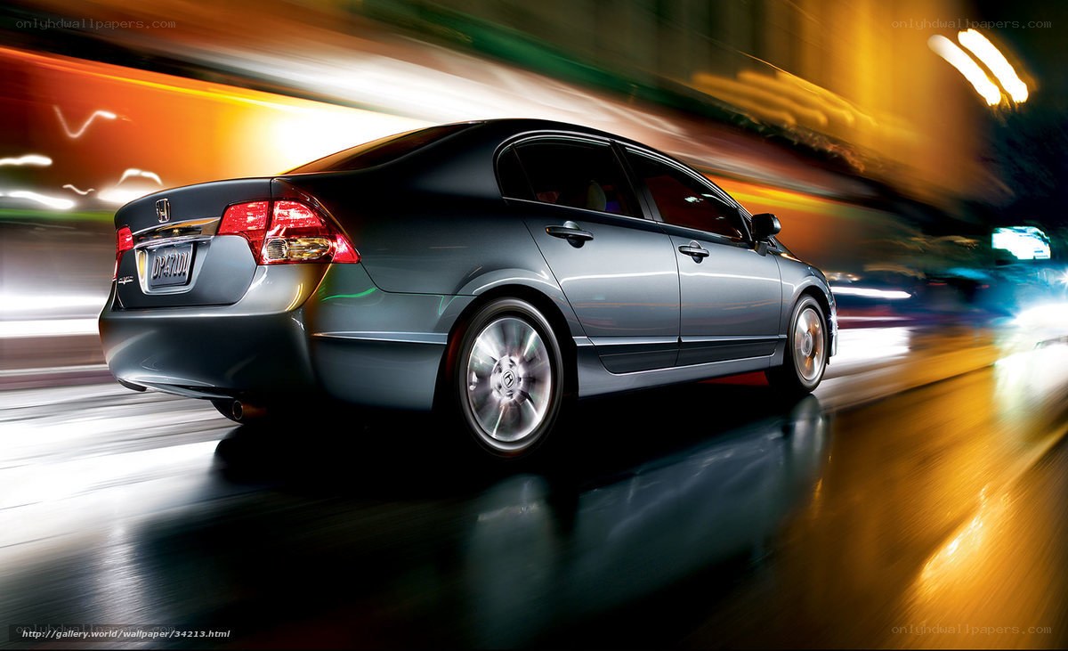 Honda Civic in motion at night