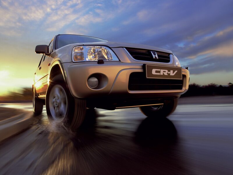 Honda CR-V in motion at sunset