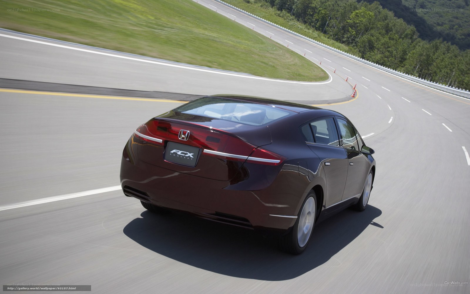 Honda FCX Concept on a winding road