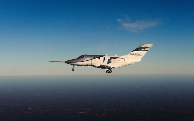 Honda jet in flight