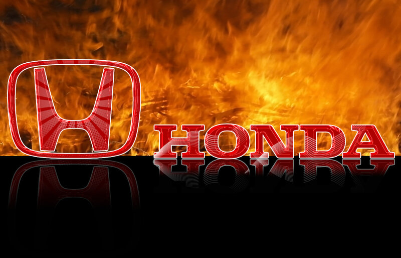 Honda logo on fire