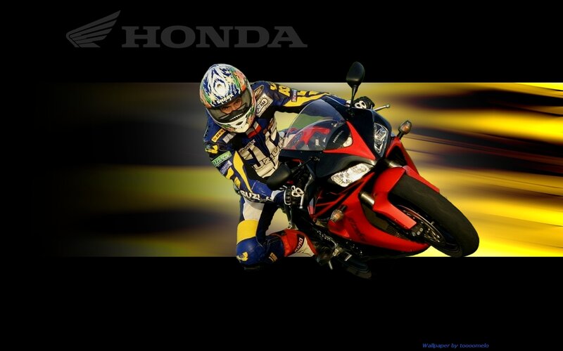 Honda motorcycle racer in action