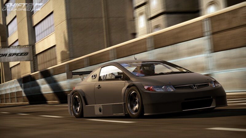 Honda race car in city