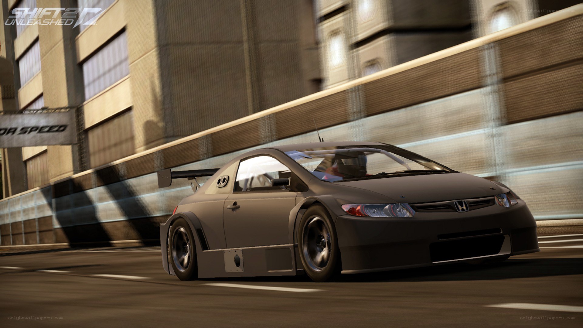 Honda race car in city