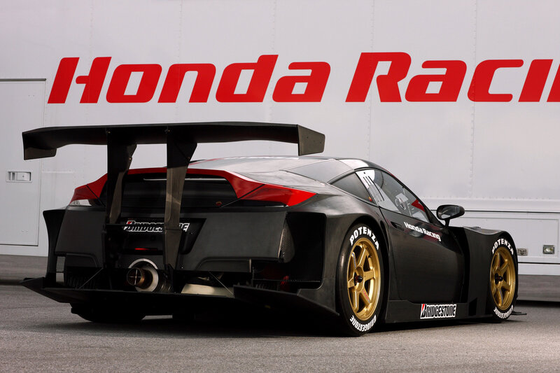 Honda race car with large rear wing