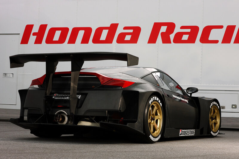 Honda race car with large rear wing