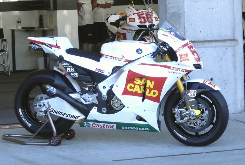 Honda racing motorcycle in pit lane