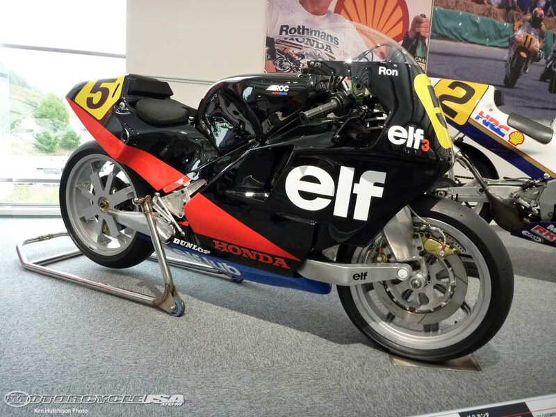 Honda racing motorcycle on display
