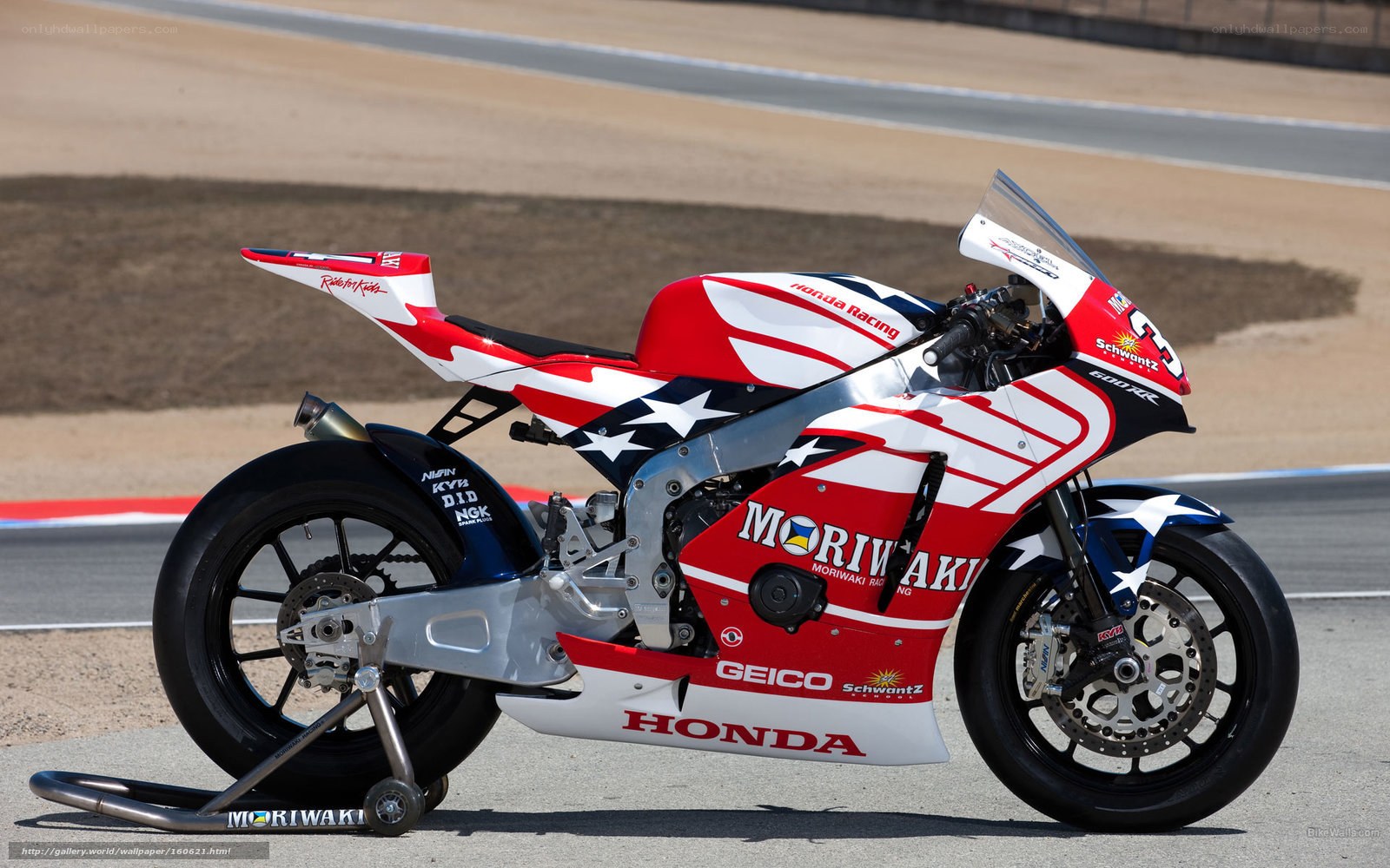 Honda racing motorcycle on track