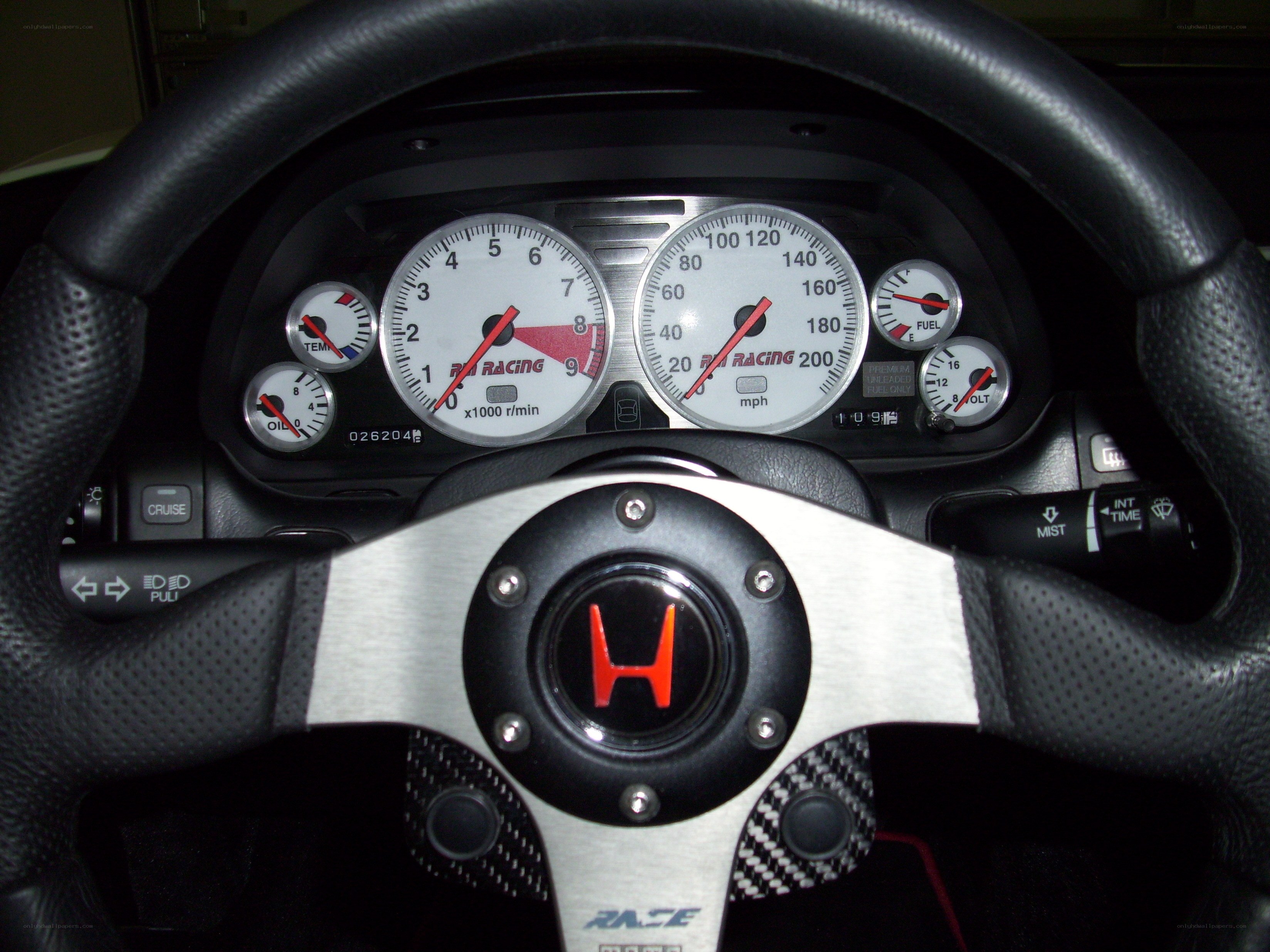 Honda steering wheel and dashboard