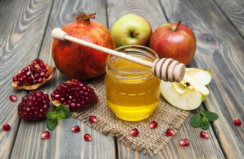 Honey and Fruit on Wood