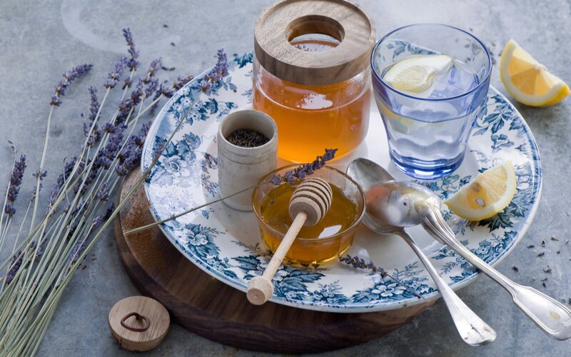 Honey and Lavender on Plate