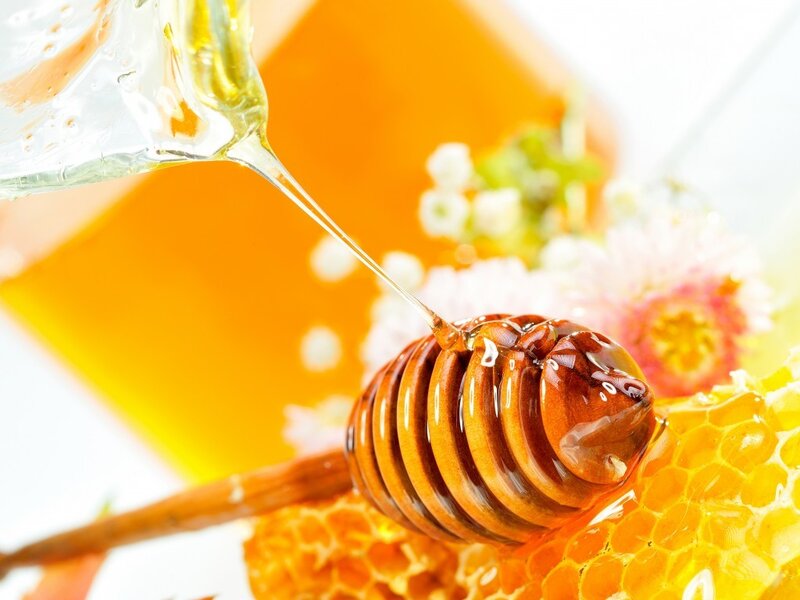 Honey Being Poured — Yellow, Calm, Photograph, Honeycomb, Dipper